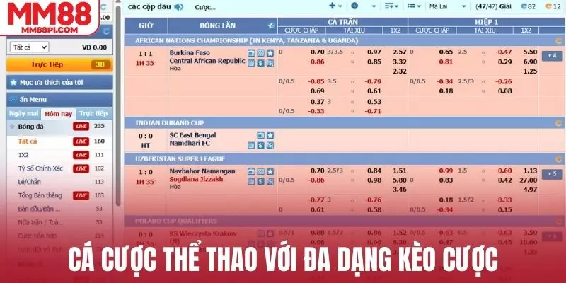 Cá cược thể thao với nhiều kèo cược đa dạng