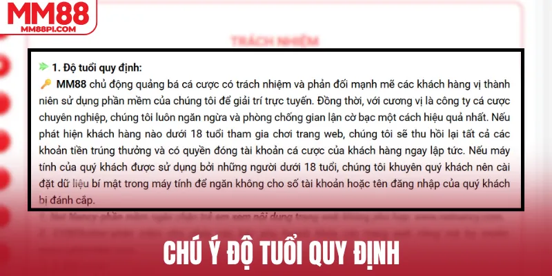 Chú ý độ tuổi quy định